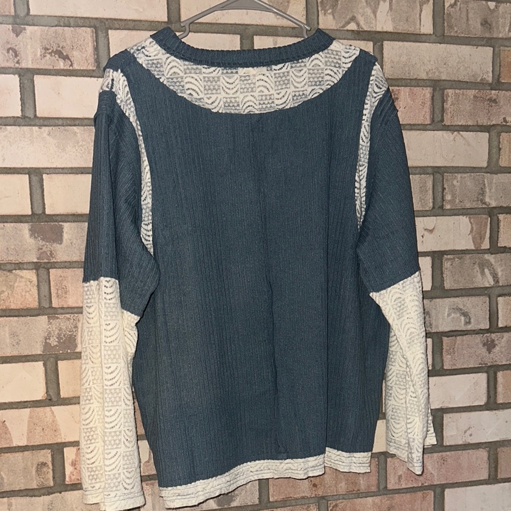 POL NWT Blue and White Lace Shirt Size L - Picture 6 of 9